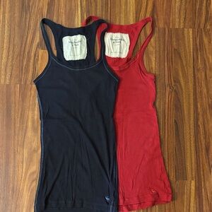 Abercrombie & Fitch Red and Navy Tank Tops Size Small